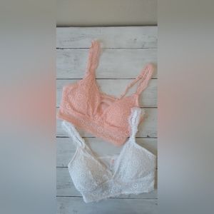 NEW Wonder Nation 2 Pack Lace Bralette Girls White Peach Size Small